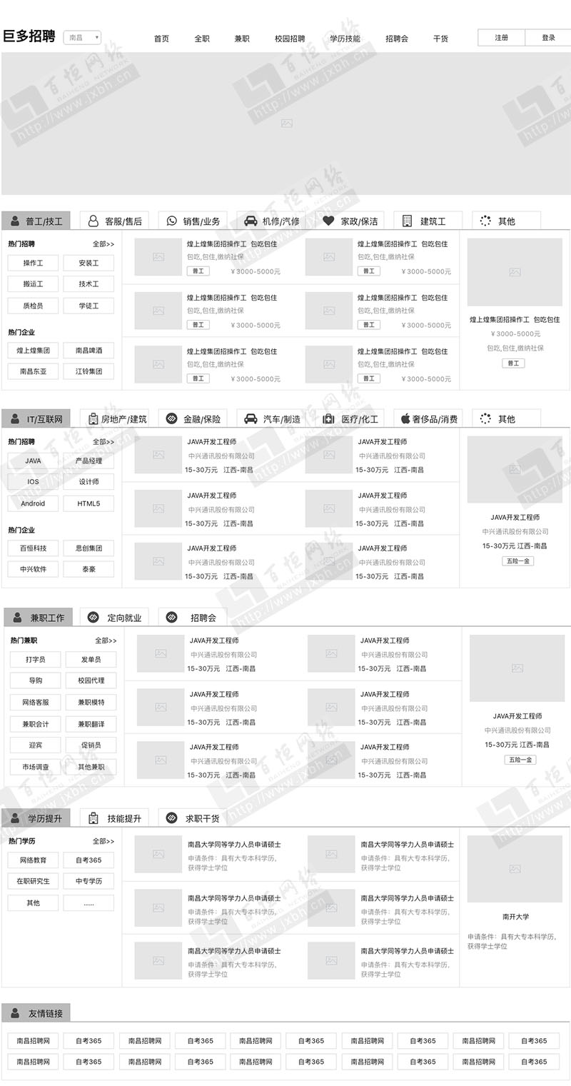 招聘行業網站原型圖